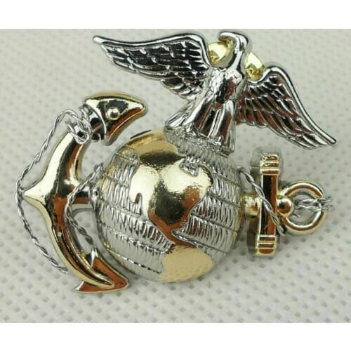 WW2 US Navy Marine Corps Officer Ega Barracks Metal Hat Badge Brooch Military armyshop2008