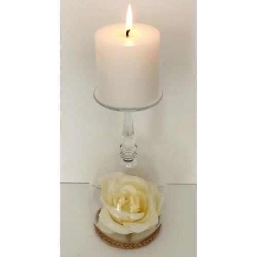 Mixperi Cream Color With Rose Handmade Goblet Candlestick Gift Candle Holder