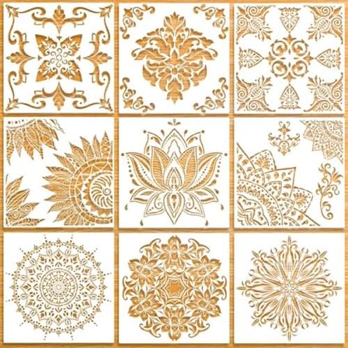 30*30cm Mandala Reusable Template Laser Cutting Painting Template, Suitable for Floor Wall Fabric Furniture Template Painting
