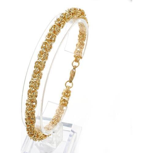 Granny Chic Fashion Round Byzantine Chain Bracelet for Men Gold Stainless Steel Mens Bracelets Wholesale Jewelry 6mm