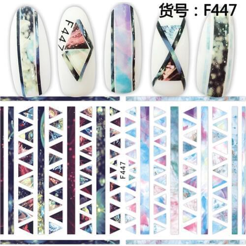 Marbling design Newest F447 nail sticker 3d template DIY nail decals decoration tools