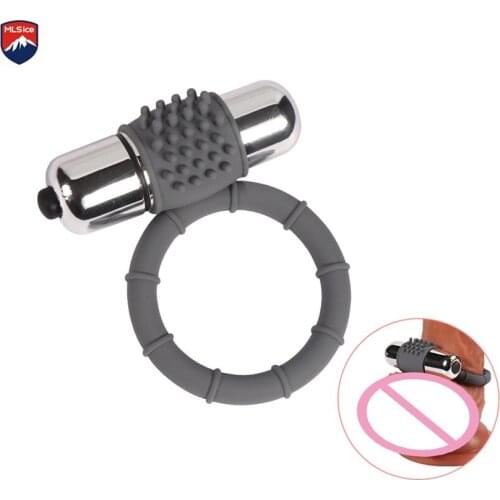 MLSice Soft Elastic Single Ring Doble Ring Two Vibrating Bullet Penis Cock Ring Man Ejaculate Sex Toys Penis Sleeve Vibrator
