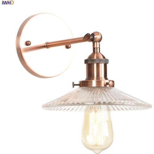 IWHD Loft Industrial Antique Wall Lamp Bedroom Mirror StairGlass LED Retro Vintage Wall Light Fixtures Applique Murale Luminaire