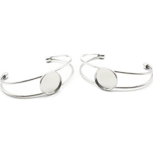 New Arrived Metal 1pcs Copper Bracelet Jewelry No Design Free Collocation Silver Open Bracelet Bangles DIY Jewelry