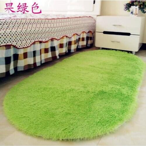Solid Color Ellipse Floor Carpet Long Hair Shaggy Soft Area Rug Bedroom Living Room Anti Slip Kids Mat Plush Rug (1pc) 12 Colors