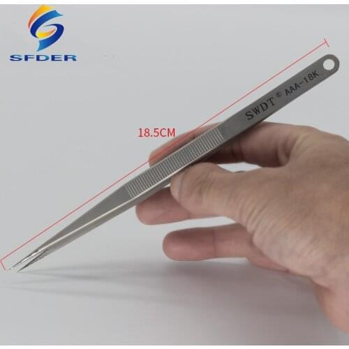 18CM AAA-18K Anti-Static Stainless Steel Tweezers Precision Electronic Pointed Straight Tweezer For Phone Repair Tools