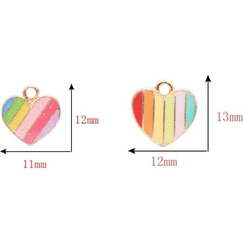 10pcs/Lot Rainbow Heart Diy Handmade Oil Enamel Charms Design for Jewelry Making Earring Bracelet or Necklace