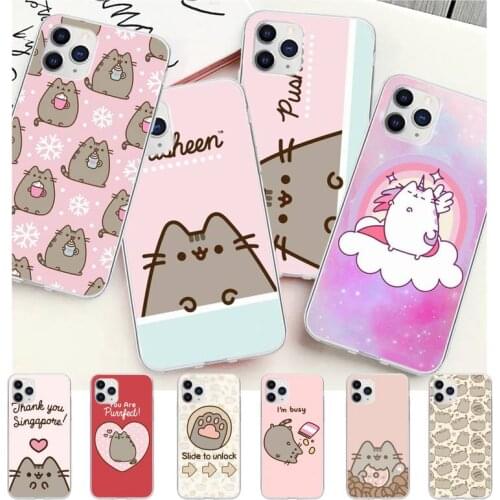 Pusheen Cat Cute Transparent Phone Cover Case For Samsung Galaxy A51 A71 S20 S10e S8 S7 S9 S10 Plus J5 2016