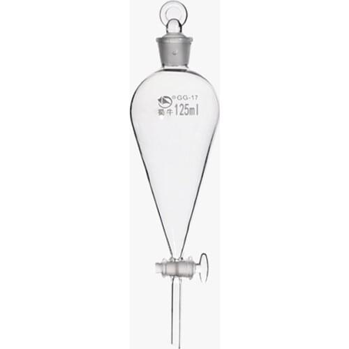 2pcs/pack Lab 125ml pear-shaped separatory funnel, Separating Funnel pear shape with ground-in glass stopper