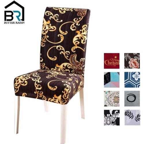 Spandex Removable Chair Covers Elastic Slipcovers Restaurant Printed Chair Cover For Dining Room Weddings Universal Banquet Size