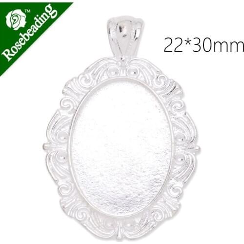 22x30MM Silver Oval pendant tray,Zinc Alloy Filled,20pcs/lot-C4190