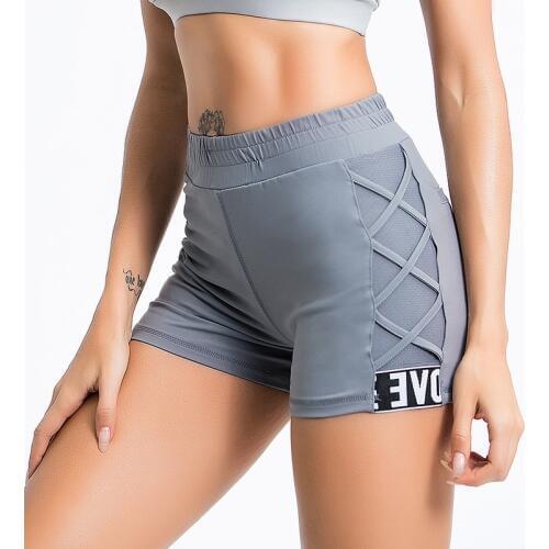 Mesh lining On trend slash detailing Running shorts high-waist Women Gym Shorts Breathable Fitness Running Shorts New styles