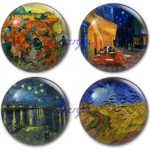 Artist Vincent van Gogh painting glass cabochon, Post-Impressionism Round photo glass cabochon demo flat back Making findings