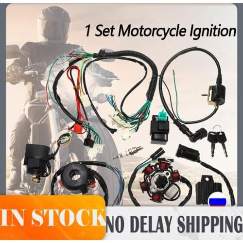 1 Set Motorcycle Ignition Universal Complete Electrics Wiring Harness CDI STATOR 6 Coil Pole Ignition Switch For Motorcycle ATV