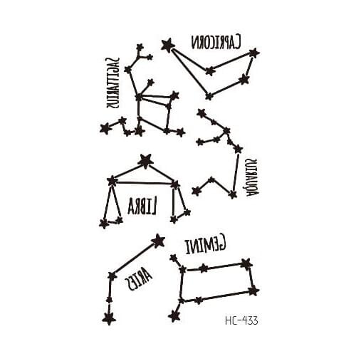 Divination Constellation Temporary Tattoo Sticker Waterproof Women Men Adults Fake Body Art New Design 10.5X6cm Kids Hand Tatoo