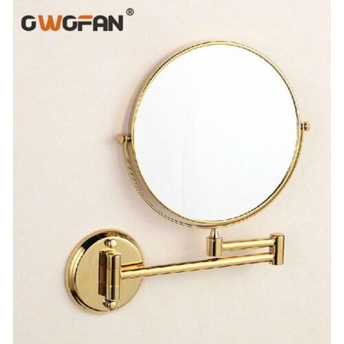 Bath Mirrors 8 Inch Dual Golden Mirrors 1x3 Magnifier Copper Cosmetic Bathroom Double Faced Wall Mounted Make Up Mirror 1308A