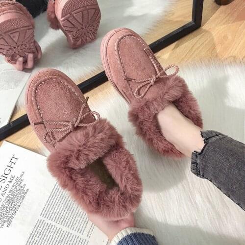 Women Ankle Boots 2021 New Winter Warm Plush Snow Boots Fashion Round Toe Fluffy Fur Flat Platform Casual Boots Cotton Shoes