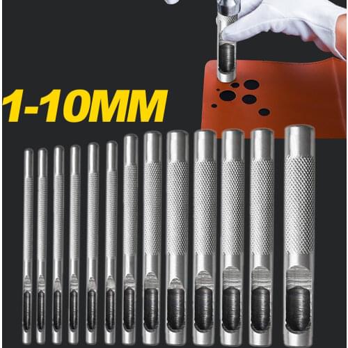 1-10mm Universal Leather Hole Punch Kit Punching Leather Belt Watch Hole Punch Set Round Shape Leather Craft Hollow Hole Punch