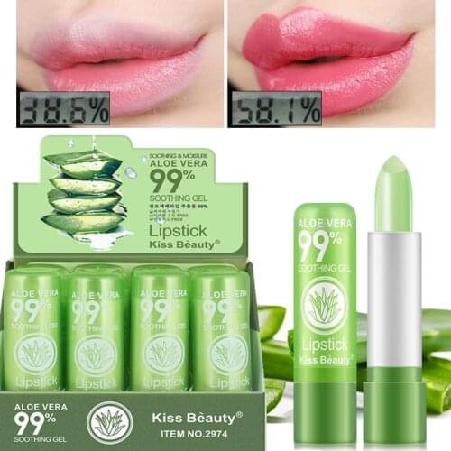 1 pc Lipstick with Aloe Vera Moisturizing Lip Balm Color Changing Long Lasting Lip Gloss Cosmetics Natural Lip Care Makeup TSLM1