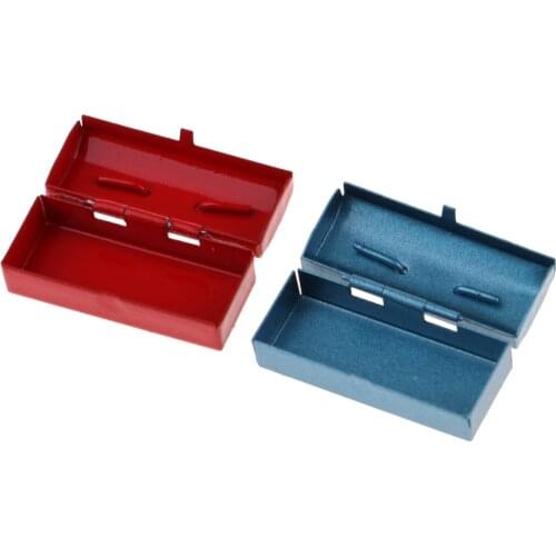 2 Pieces 1/12 Dollhouse Miniature Metal Tool Boxes Model Home Decor 30*13*15mm