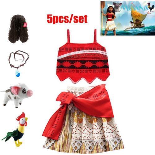 2019 baby girl Princess Moana Carnival Cosplay Costumes for Children Vaiana dress Halloween Costume for Kid little Girls dresses