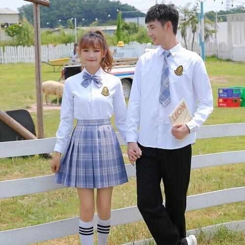 2020 Spring Autumn plus size New High School Uniform Korean Preppy Style Long Sleeve Shirt Skirts Suit JK Uniform Fashion