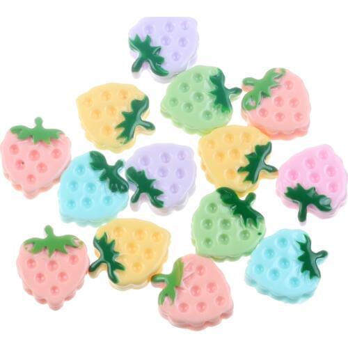 30pcs Mixed Resin Strawberry Decoration Flatback Cabochon Embellishment For Scrapbook DIY Accessoris