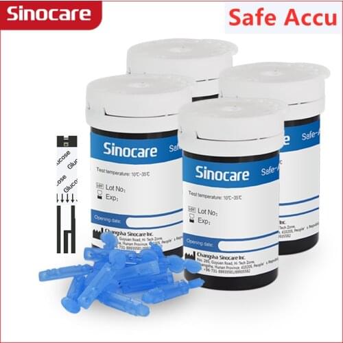 Sinocare 300/200/100/50PCS Sinocare Safe-Accu Blood Glucose Test Strips and Lancets for Diabetes Tester