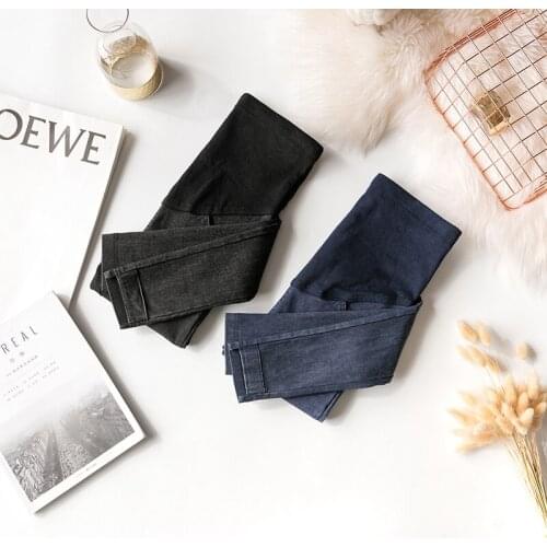 Pregnant women jeans nine pants spring pregnant women stomach lift pants feet pants denim casual pants pregnancy library