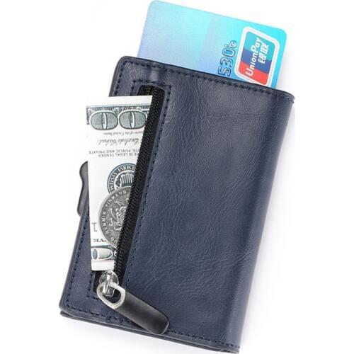 BISI GORO 2021 New Arrival RFID Coin Purse RFID Carbon Fiber Wallet PU Leather Card Case Single Box Smart Credit Card Holder