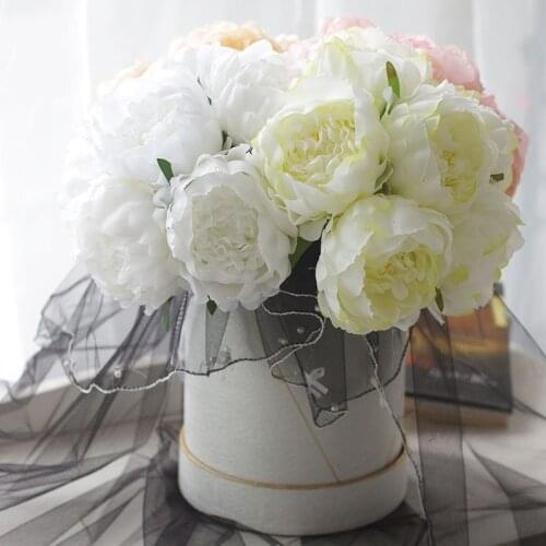 6Heads Artificial Silk Peony Flower Bouquet for Wedding Birthday Party Valentines Day Decoration Fake Flowers DIY Bride Bouquet