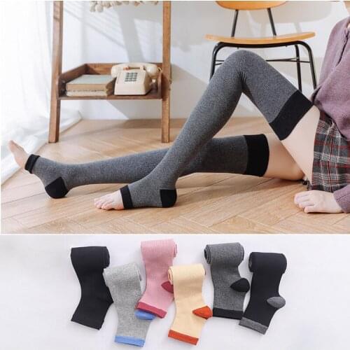 Stockings Women Thigh High Over Knee Cotton Striped Pattern Sexy Cute Slim Ladies Girls Female Winter Autumn