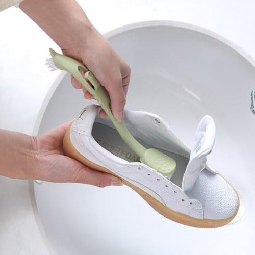 Double Side Shoes Cleaning Brush Tools Long Handle Plastic Household Cleaner Shoe Sneakers Washing Brushes