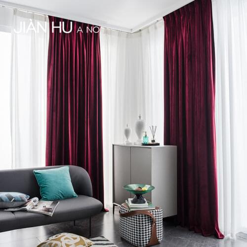 Elegant And Light Luxury American Premium Velvet Vintage Blackout Wine Red Curtains For Living Room Bedroom Theater Backdrop