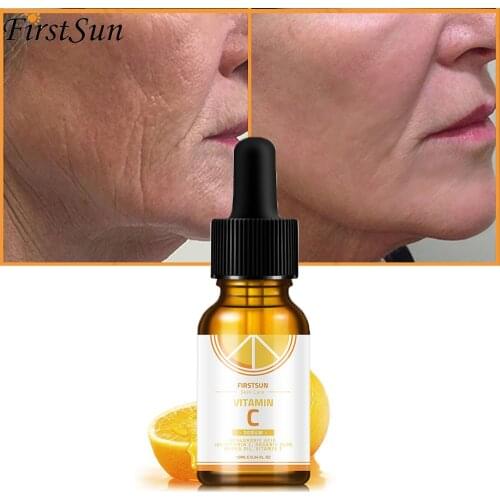 Firstsun Vitamin C Whitening Face Serum yaluronic Acid Brighten Moisturizing Fade Dark Spot Remove Wrinkle Essence Skin Care