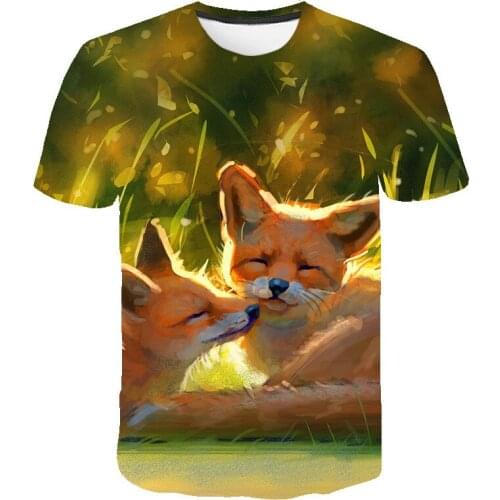 T-shirt 3D Print Kids Anime Fox Streetwear Animal Children Cartoon T shirt Harajuku Cute Baby Boy Short Sleeve T-shirt 2021