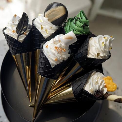 Simulation cone decoration decoration dessert table ice cream model gourmet photo props wedding holiday cake