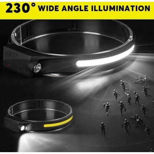 Induction Headlamp COB LED Headlight With Built-in Battery Flashlight USB Rechargeable Head Lamp Torch Dropshipping