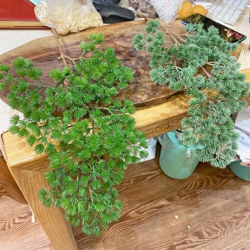 Artificial Big Pine Green Branch Simulation Leaves Plant Welcoming Pine Bonsai Accessories Home Decoration Plant Fake Flower