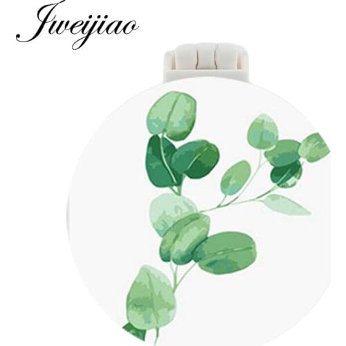JWEIJIAO Natural Grass Photo Pocket Mirror With Massage Comb New Design Folding Portable Make up Multifunctional Beauty Tools