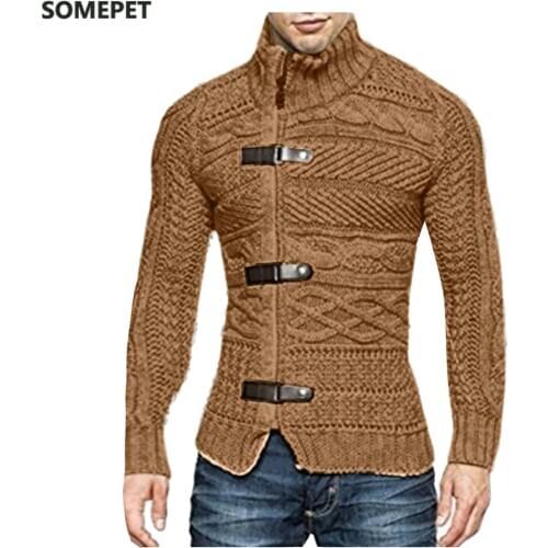 Quality Autumn mens long sleeve stand-collar knitted sweaters casual mens thick knitting zipper sweater coats mens tops jacket