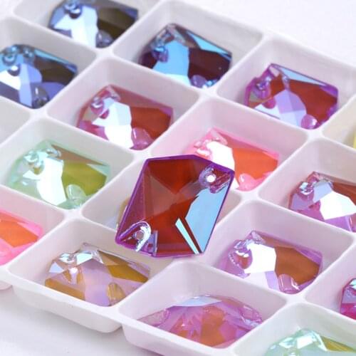 13x17mm Flatback Sew On Stones Shiny K9 Glass Crystal Strass Mocha Fluorescence Color Dress Clothes Decoration Stones