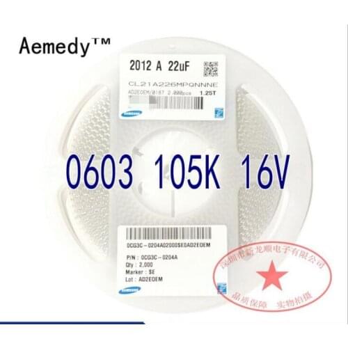2000PCS Capacitor CL10A105K08NNNC 0603-105k 105M 16V Chip Capacitor