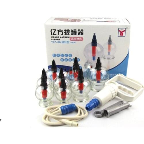 Magnetic needle type vacuum jar cupping Suction Silicone valve 8 cans thicker round cupping exhaust pump free shipping