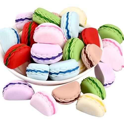 20Pcs Simulation Cartoon Half Face Macaron Flatback Resin Play Food DIY Crafts Phone Shell Patch Art Miniatures Hair Accessories
