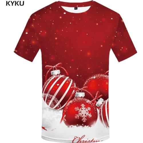 KYKU Christmas T-shirt Men Rock T-shirts Xmas 3d Print T Shirt Hip Hop Tshirt Snowflake Anime Clothes Red Party Mens Clothing