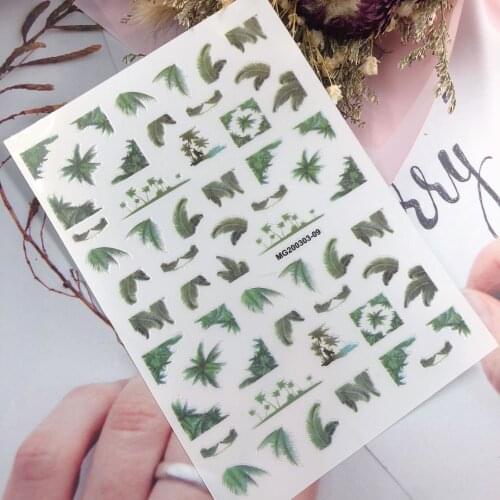 Japanese Style 6d DIY Nail Stickers Leaves Back Glue Adhesive Paper Stickers for Nail Decoration Fashion Nail Decals Nail Art