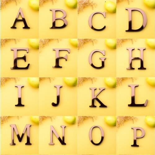 Wall Sticker Coffee Acrylic English Letters High 10cm DIY Personalized Name Mirror Stickers Wedding Birthday Home Decor