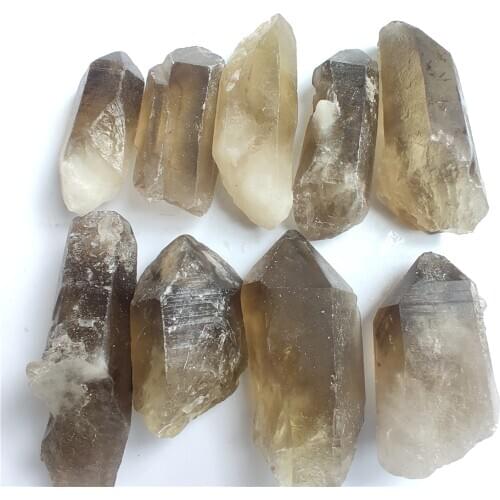 Natural Black White Crystal Tea Topaz Green Healing Stone Point Column Mineral Ornament Magic Repair Home Decoration Gift