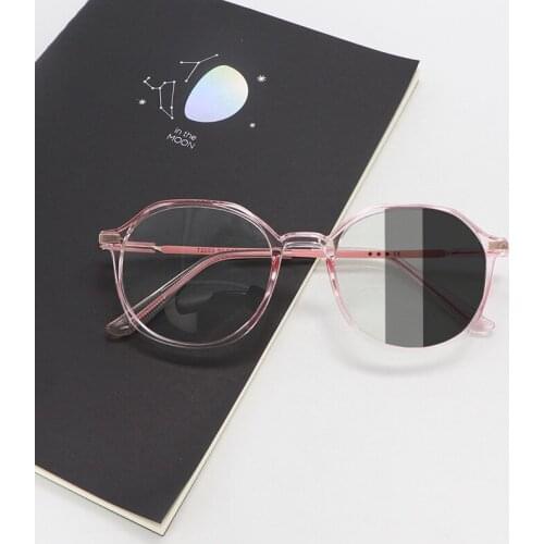 New Fashion Professional Anti Blue Light Photochromic Glasses Polygon Eyewear Frame Block Blue Light Computer Glasses For Women